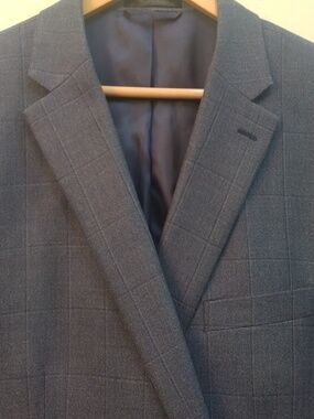 Lauren Ralph Lauren Silk/Wool Blue Windowpane Sport Jacket 50L